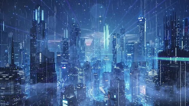 neon background- cyberpunk electronic night background. seamless looping overlay 4k virtual video animation background