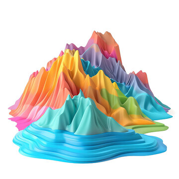Nanga Parbat, illustrated in a 3D clay render with bright, vivid colors, and a clean