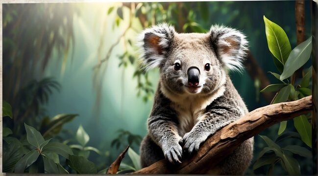 A koala in jungle forest background from Generative AI