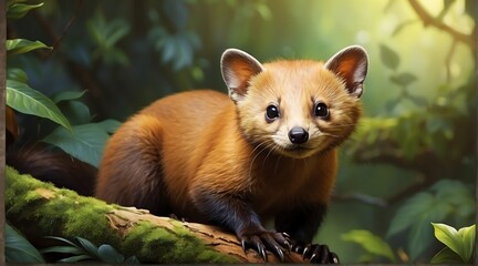 Obraz premium A marten in jungle forest background from Generative AI