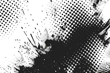Halftone background. Grunge halftone pop art texture. White and black abstract wallpaper. Geometric retro vector backdrop - obrazy, fototapety, plakaty