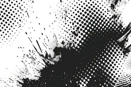 Halftone Background. Grunge Halftone Pop Art Texture. White And Black Abstract Wallpaper. Geometric Retro Vector Backdrop