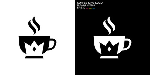 Vector design template of coffee king logo, royal, caffeine, hot, glory, icon symbol EPS 10
