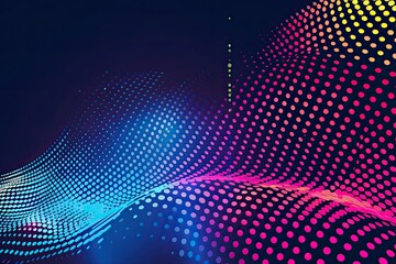 Obraz premium Vector background with color abstract wave dots. Modern science banner halftone effect