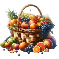 A basket overflowing with fresh fruits.