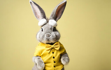 3d rendering of easter bunny dressed up
