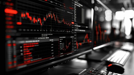 Technologically advanced trading platform,showcasing the complex networks and data visualization tools used by traders and financial professionals to navigate