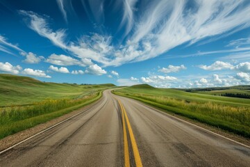 road in Saskatchewan, prairies of Canada, good quality landscape photo 