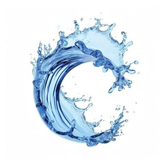 3d render, blue wave, water wavy splash clip art isolated on transparent background. Natural splashing liquid shape, Generative AI 
