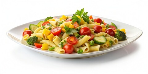 Pasta Salad with Vegetables on White