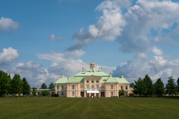 The Great (Menshikov) Palace from the Upper Park side in the Oranienbaum Palace and Park Ensemble on a sunny summer day, Lomonosov, Saint Petersburg, Russia