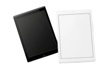 Tablet with Contemporary Black-and-White Touchscreen isolated on transparent Background