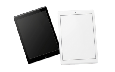 Tablet with Contemporary Black-and-White Touchscreen isolated on transparent Background
