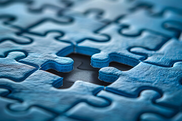 blue jigsaw puzzle pieces - obrazy, fototapety, plakaty