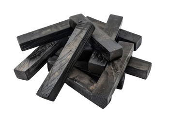 Domino Blocks of Obsidian Wood isolated on transparent Background