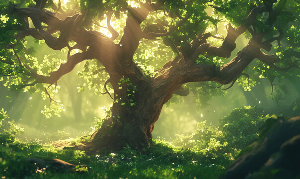 sunlight in the forest-generative aI