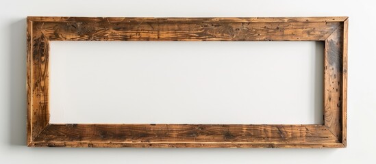 Empty wooden frame for artwork on a white background