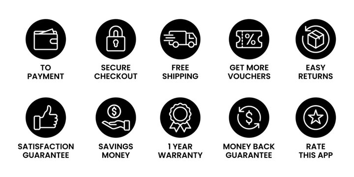 E-commerce and Shopping icons line set. Vector Illustration.