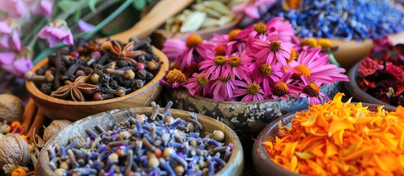 Aromatic flowers and spices without moisture