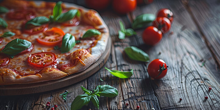 a classic Italian pizza with fresh tomatoes and basil, generative AI