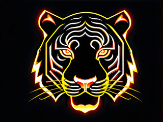 Neon Tiger Icon: Striking and Modern Symbol Design(Generative AI)