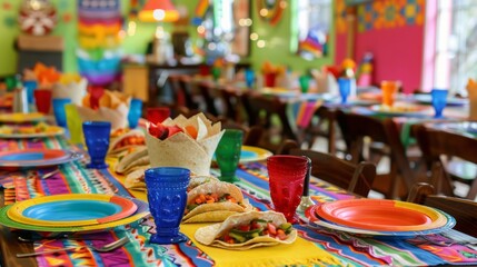 Fototapeta na wymiar Taco Tuesday fiesta colorful decorations