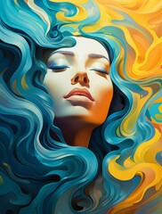 Abstract modern art collage of woman portrait made of colorful paper. Paper cut woman profile. Beauty, fine art, fashion concept. Generative AI.