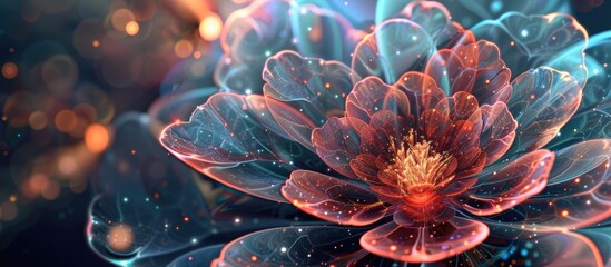 Artistic flower with lighting effect for a stunning futuristic background artwork.