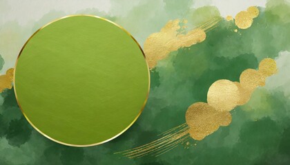 抹茶、新緑、お茶をイメージした丸型のフレーム（和、和風） - obrazy, fototapety, plakaty