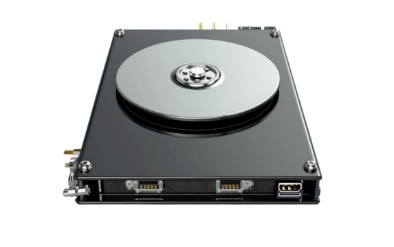 Deciphering the Core of Computing: The Role of Hard Disk Drives isolated on transparent Background