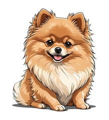 Pomeranian. Perfect for stickers, t-shirts or Design templates. Generative AI. V16