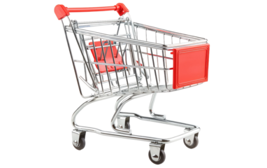 Shopping Cart Handle Attached, No Items Inside isolated on transparent Background