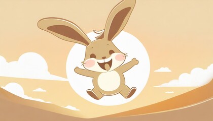 happy jumping cartoon bunny isolated on background world smile day