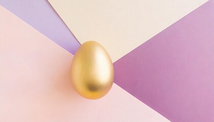 pastel pink and purple abstract geometric paper background with golden easter egg design space in the copy