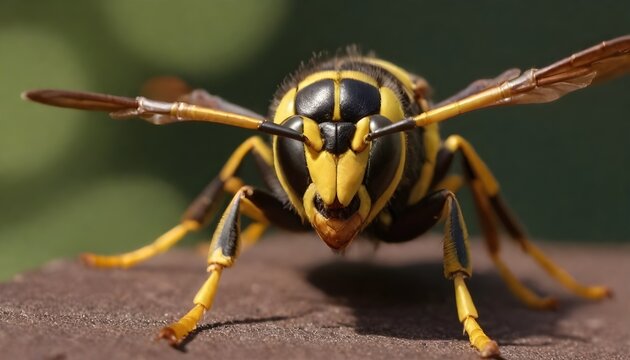 A close-up image of a giant wasp. Beauty of nature