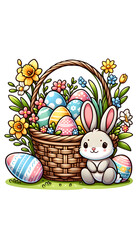 easter eggs in basket,generative AI