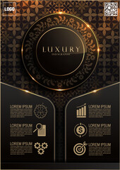 Luxurious Gold and Black Infographic Elements for Dynamic Presentations and Annual Reports, Modern Chart Templates, Elegant Circle Creative Business Chart Templates 