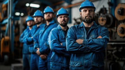 Fototapeta na wymiar A Portrait of a mechanical production team full of quality skills in maintenance and training of industrial workers.