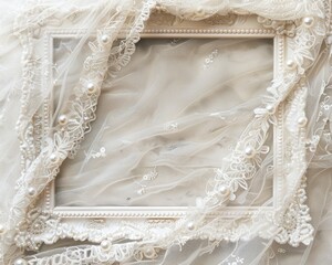 Vintage-inspired rectangle frame, ivory filigree on white, timeless wedding charm