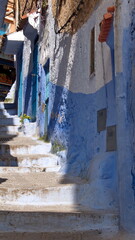 Steps in an alley in the medina in Chefchaouen, Morocco