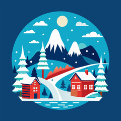 Obraz na płótnie Canvas Winter Season Emblem Logo Vintage for your cover book, child book