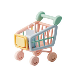 E-commerce Website Icon, Clay Render, Pastel Color