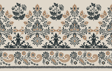 Saree sarong Motifs Ikat floral paisley ethnic embroidery floral.ikat ethnic oriental pattern traditional.Ikat embroidery saree ethnic style abstract embroidery for texture,fabric,clothing,decoration