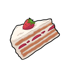 Strawberry Slice Cake Vector Illustration