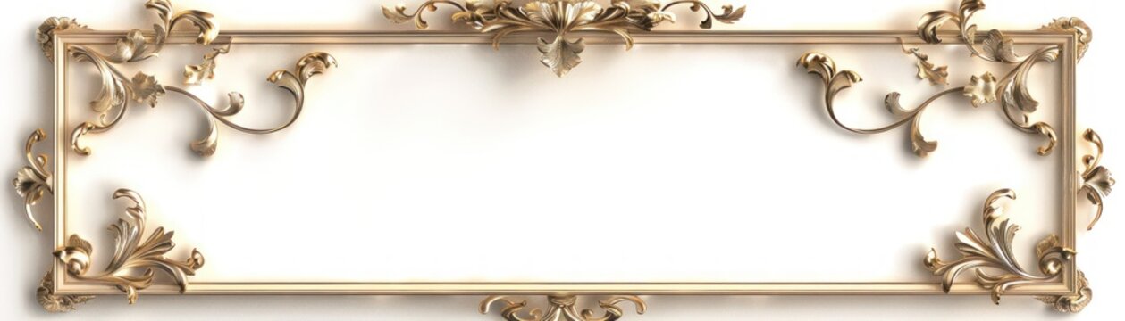 Classic rectangle frame with gold leaf edging, vows of elegance on a white background