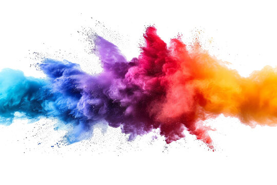 Splash of colorful powder isolated on transparent background With clipping path. cut out. 3d render