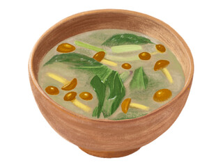 小松菜となめこの味噌汁