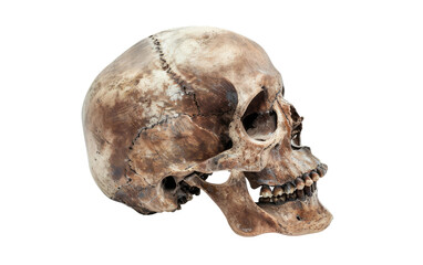 Vintage Toned Human Skull isolated on transparent Background