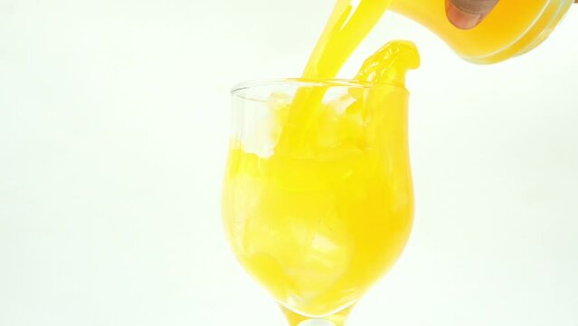 Super Slow Motion Shot of Pouring Fresh Mango Juice into Glass at 240 fps TV Commercial Ad Consept