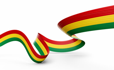 3d Flag Of Guinea 3d Shiny Waving Guinea Ribbon Flag On White Background 3d Illustration